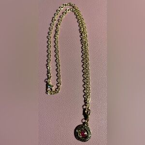 Juicy Couture Gold Necklace with Pink Rhinestone Pendant